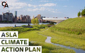 Cover image for ASLA Climate Action Plan featuring a naturalized riverfront park