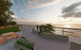 Rendering of people viewing the sunset from a waterfront overlook